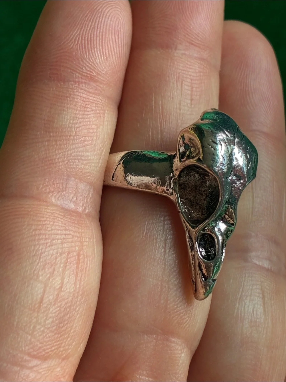Gothic raven crow skull adjustable ring in silvertone Edgar Allan Poe inspired